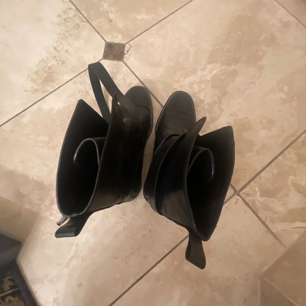 Alexander Wang Louise Smooth Calf Black Leather Straps Moto Boots Women Sz 37 - Picture 6 of 10